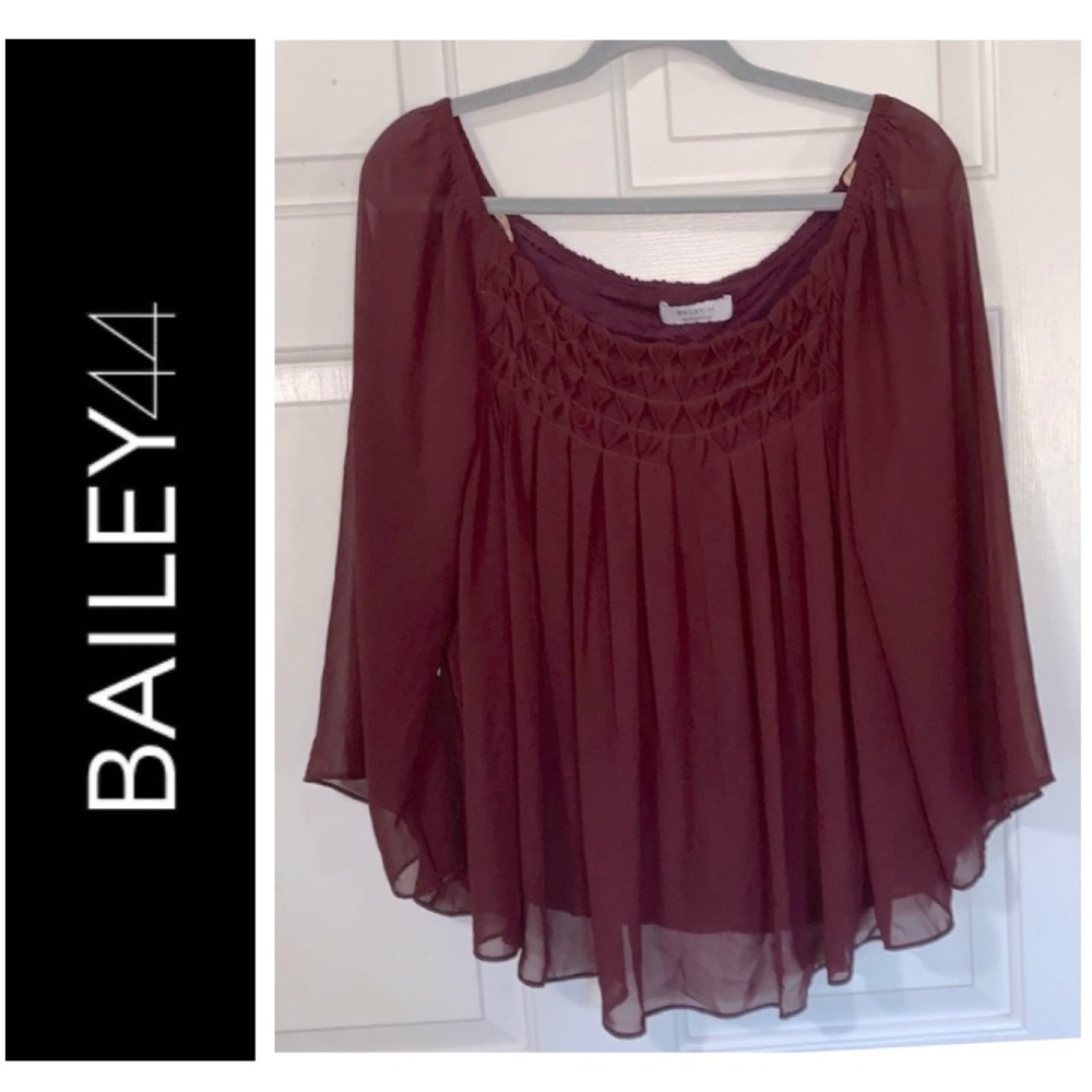 🎄 BAILEY 44 Burgundy Flowy Blouse Boho Chic Gypsy Style Top M